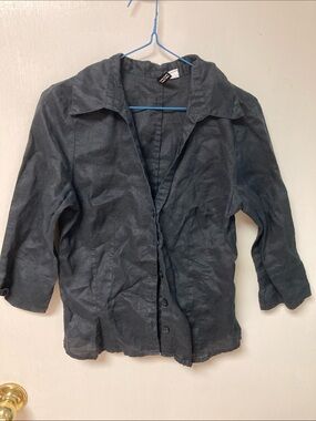 H&M Black Button-Up Shirt